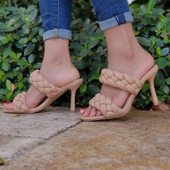 Women's Nude Double Braided Square Toe Mule Sandal - Picture 6 of 6
